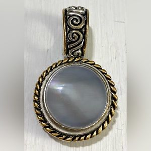 Blue Stone Silver Metal Pendant Vintage Boho Grandmillenial Maximalist Eclectic